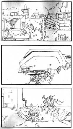 Storyboard of ROBOTS ESCAPING in the sci-fi action movie "CHROME" directed by Timothy Hines. A Pendragon Pictures production. http://www.pendragonpictures.com . http://www.thewaroftheworldsmovienews.com